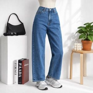 Hollister Baggy Jeans Light Wash high Rise Straight Leg Denim